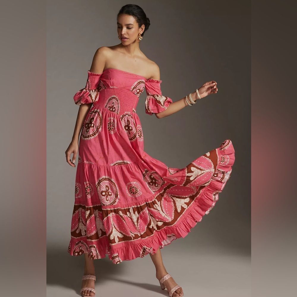 Anthropologie Love The Label Paisley Off-The-Shoulder Maxi Dress